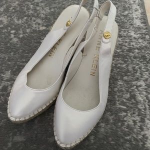 White Anne Klein wedge sling backs